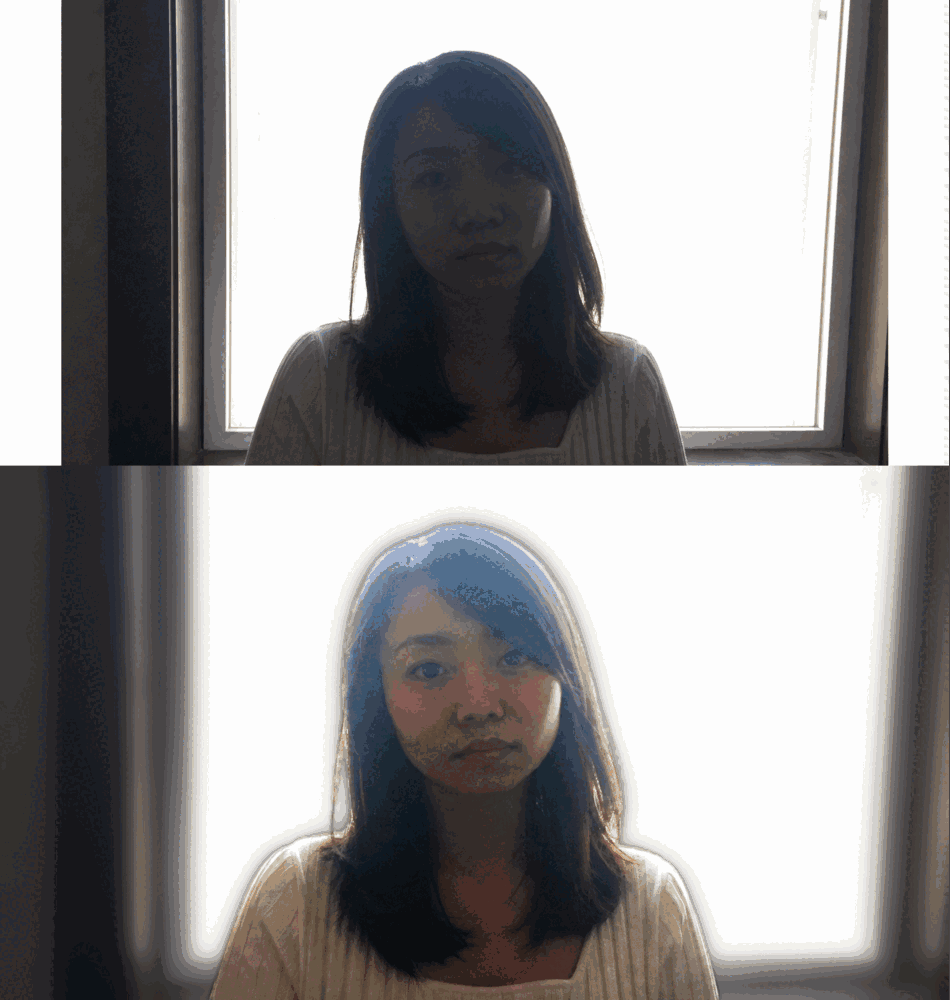 暗いポートレートをFilmoraで補正したビフォーアフター
