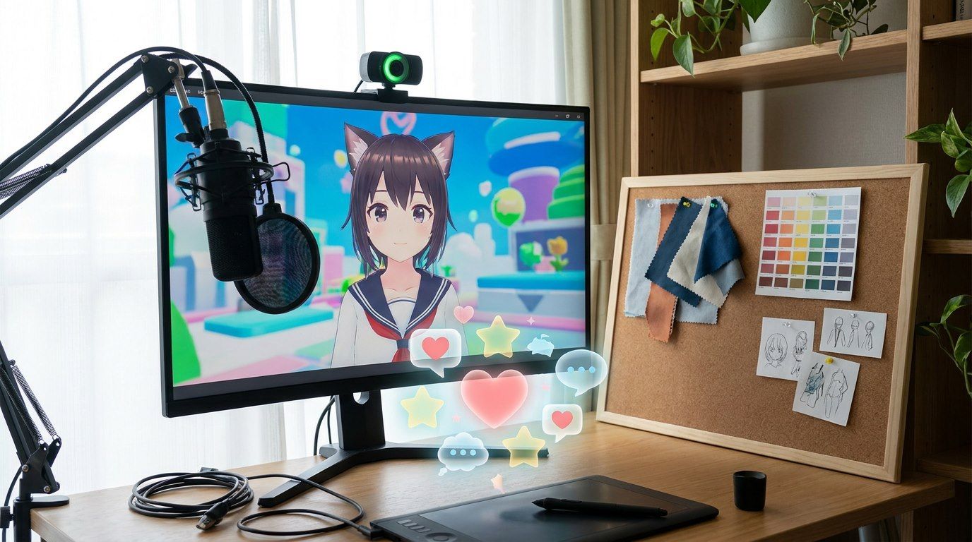 VTuberの基本構造を表すアバターと配信画面のイメージ