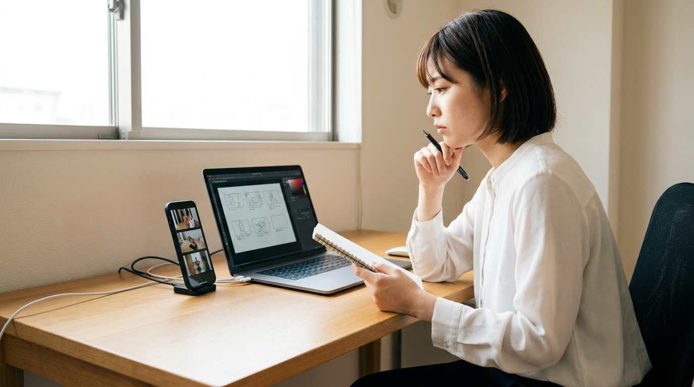 YouTubeショート動画を企画するクリエイターのイメージ