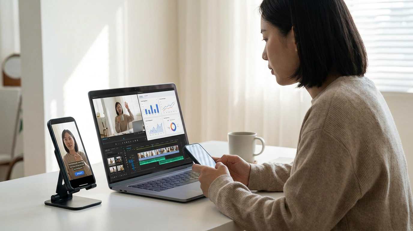 YouTubeショートの編集と公開フローのイメージ